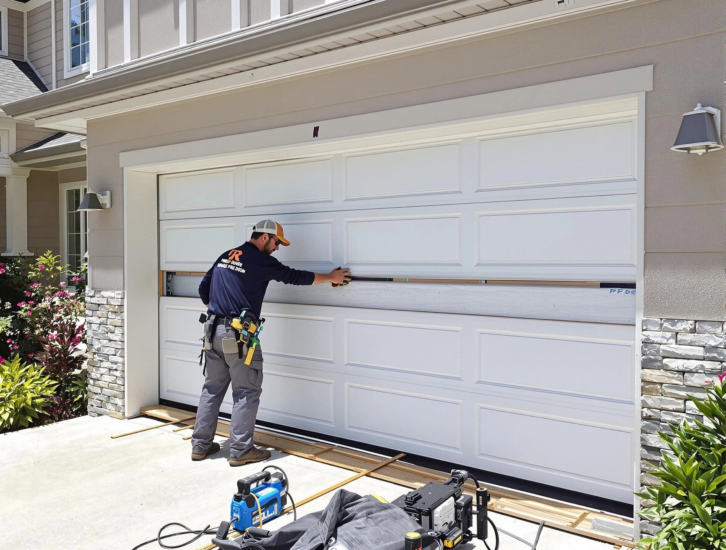 Holt Garage Door Repair team performing complete garage door replacement at Holt residence