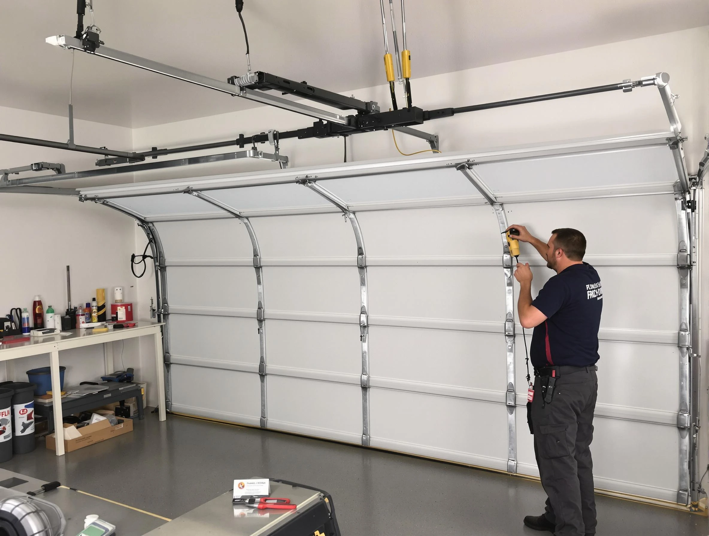 Holt Garage Door Repair certified technician performing overhead door system repair in Holt